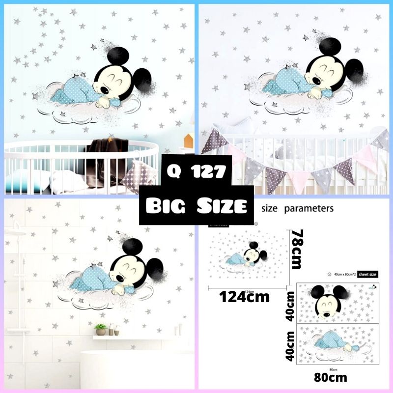 WALLSTICKER WALL STICKER STIKER DINDING WALLSTIKER MICKEY MINIE MOUSE DISNEY THE POOH KARAKTER ANAK