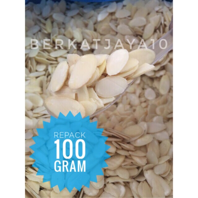 

ALMOND SLICE 100 Gram ALMONESIA Mentah USA MURAH Repack 100 Gram