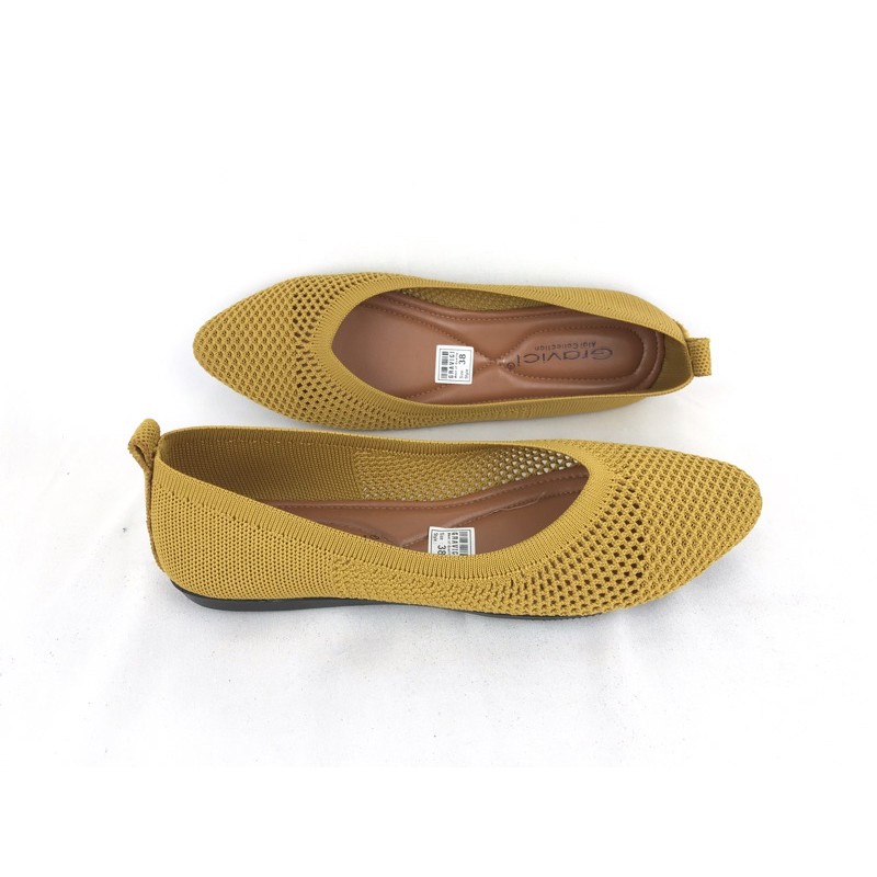 Sepatu Flat Wanita Slip On Bahan Rajut Import DO-16 GRAVICI