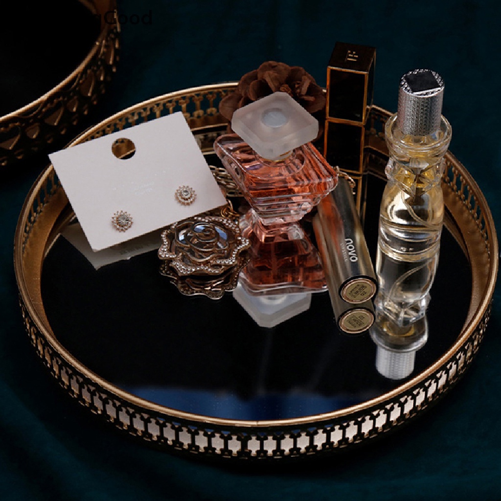 Baki Penyimpanan Perhiasan / Kosmetik Dengan Cermin Bahan Kaca