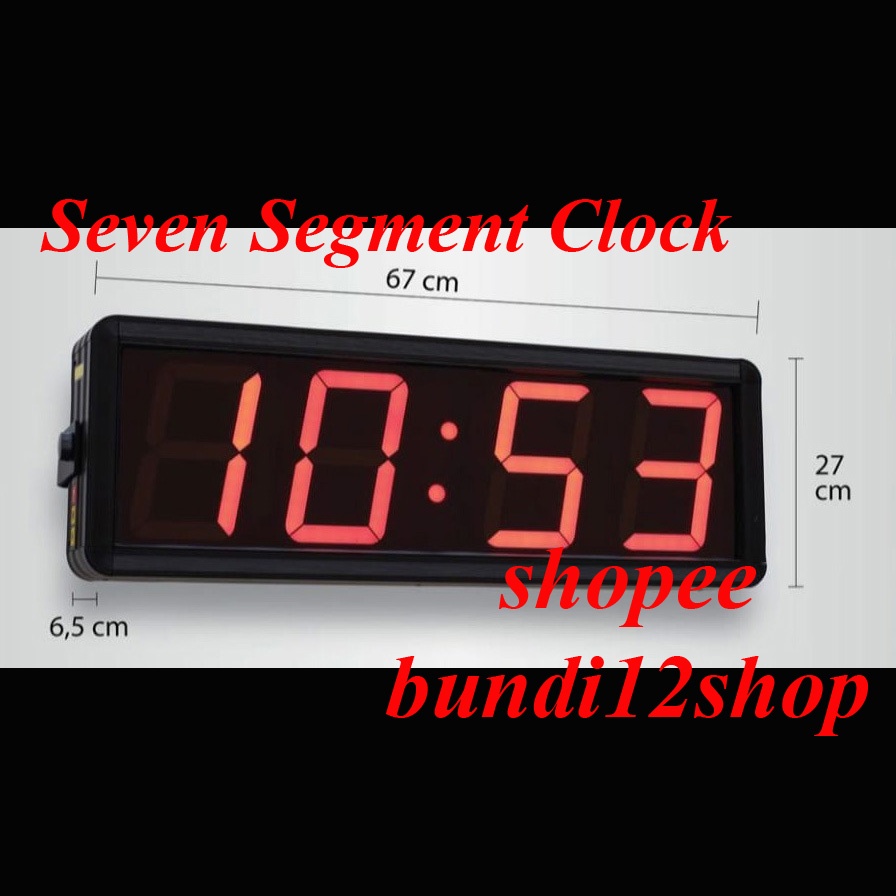Seven Segment Clock / Jam dinding 8inch