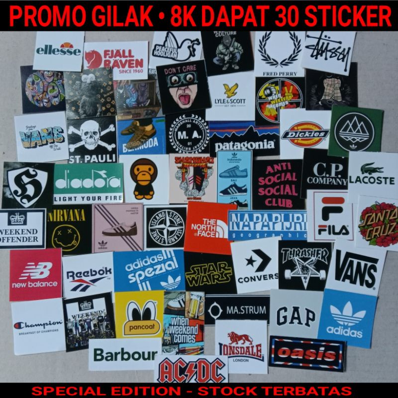 

[ 8k Dapat 30 sticker ] sticker aesthetic logo brand casual and clothing