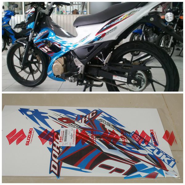 Striping Satria Fu 2012 Putih Biru Original SGP