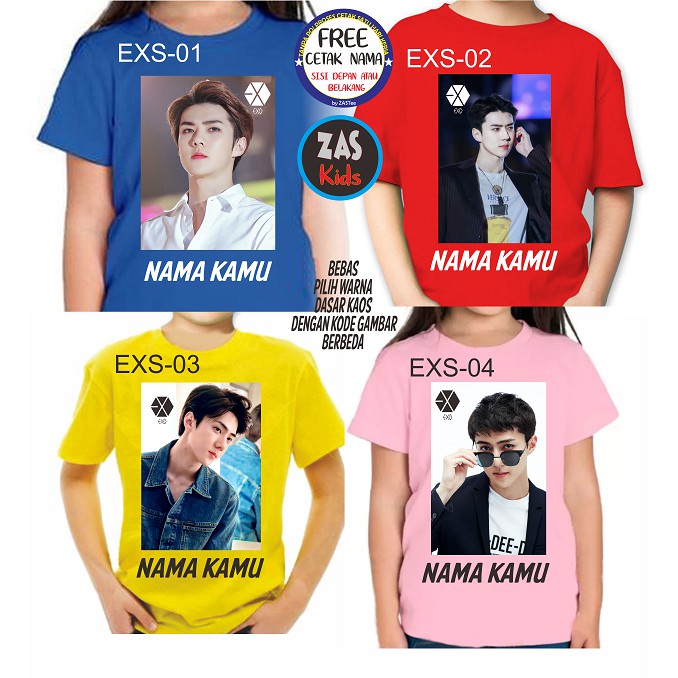 Kaos Anak Band Korea SEHUN EXO Free Cetak Nama / Tulisan Banyak Karakter