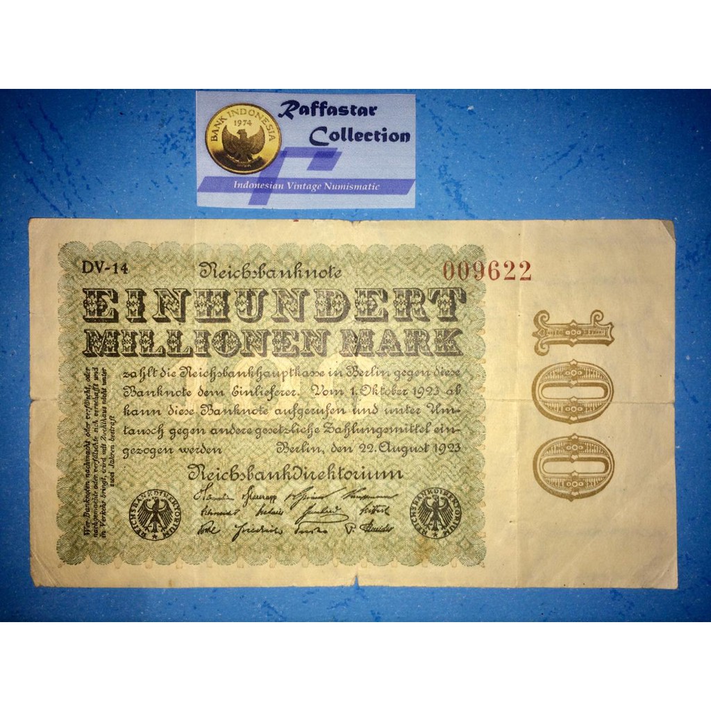 uang kuno 100.000.000 Mark Jerman 1923