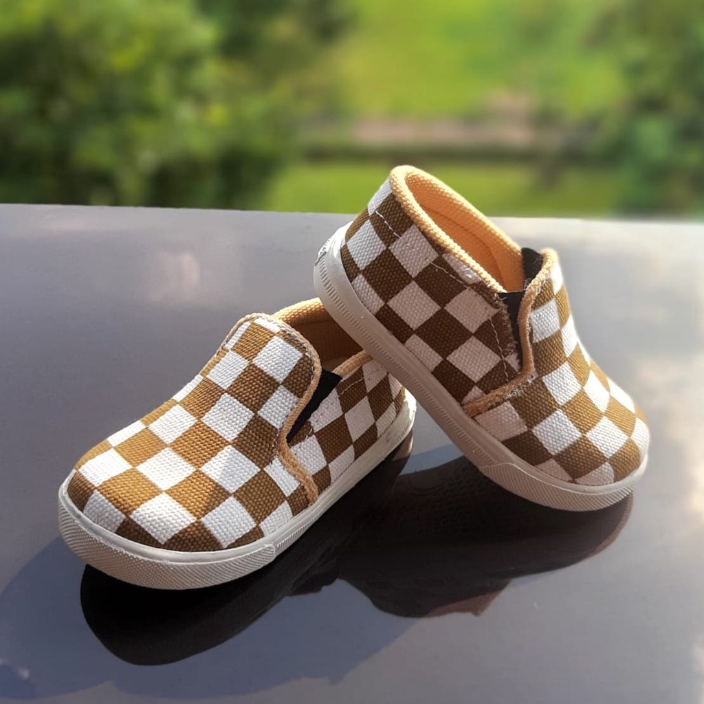 VINANDOZ SOL05 Sepatu Slip On Anak Motif Catur Umur 1 2 3 thn - Kanvas