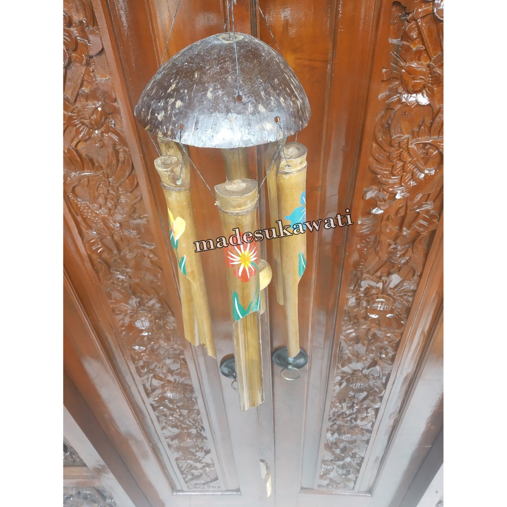 Lonceng bel wind chime bambu kerajinan tradisional windchimes bali variasi atap rumah burung