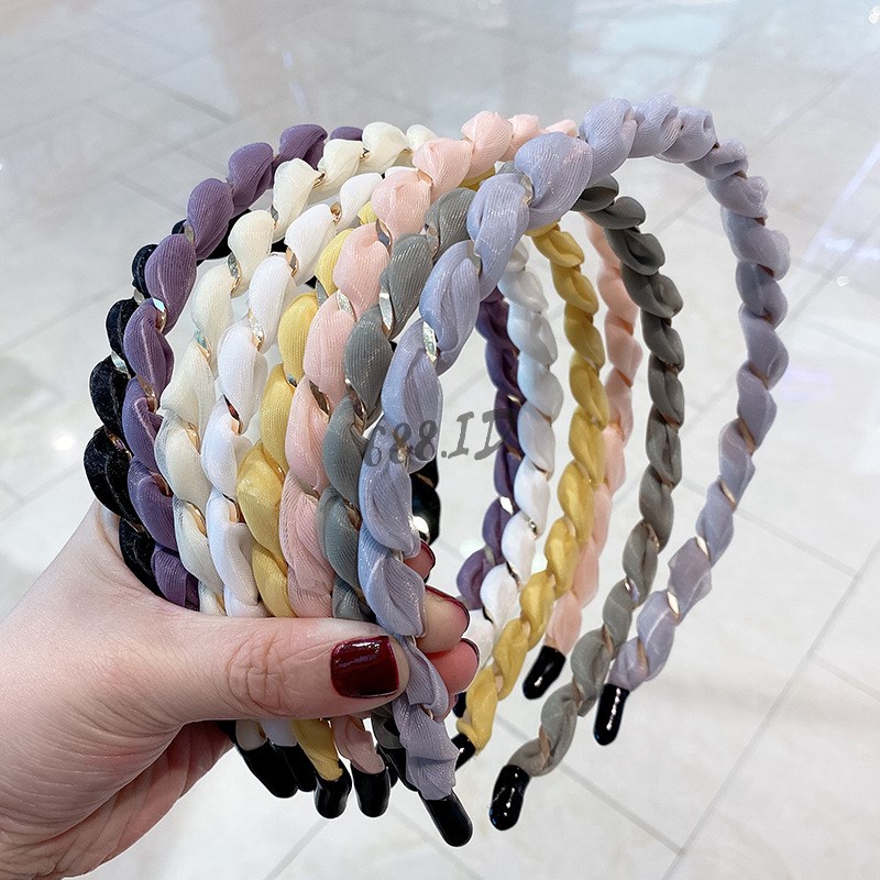[688.id] Bando Wanita Korea Kerut Lilit Emas Model Spiral Tali Kepangan Bandana Scrunchie untuk Anak dan Dewasa BDO 12