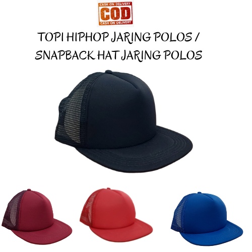 TERMURAH TOPI SNAPBACK JARING POLOS / TOPI HIPHOP JARING KUALITAS PREMIUM DISTRO