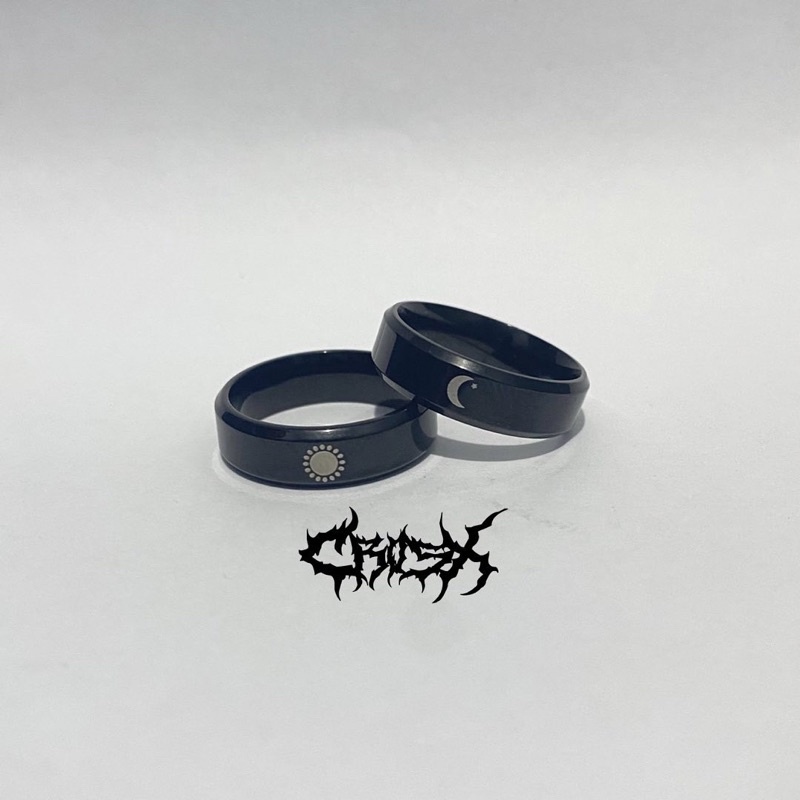 SUN MOON BLACK RING SET / CINCIN MATAHARI BULAN BINTANG / COUPLE RING CINCIN COUPLE KOREAN STYLE RING CINCIN STYLE KOREA CINCIN AESTHETIC RING CINCIN TITANIUM CINCIN STAINLESS STEEL CINCIN PRIA CINCIN WANITA HIP HOP PUNK RETRO VINTAGE METAL RING