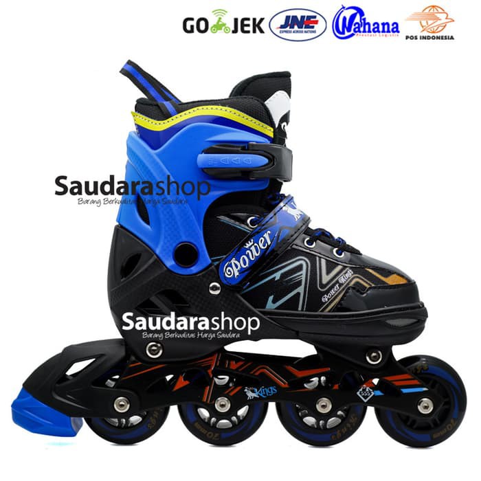 Power King Sepaturoda Inline Roda FULL Karet Biru / Sepatu roda