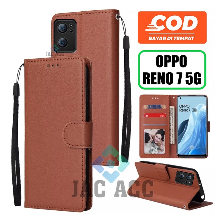 DOMPET HP UNTUK OPPO RENO 7 5G NEW 2022 LEATHER FLIP CASE UNTUK OPPO RENO 7 5G NEW 2022