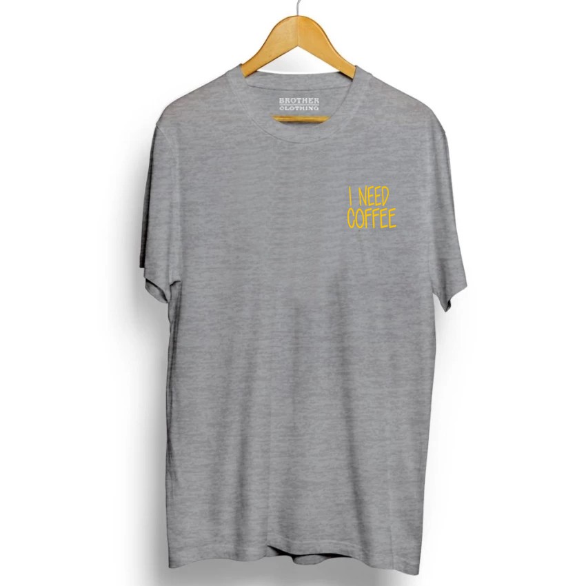 Kaos Distro I Need Coffee Little Yellow - Abu Misty Premium