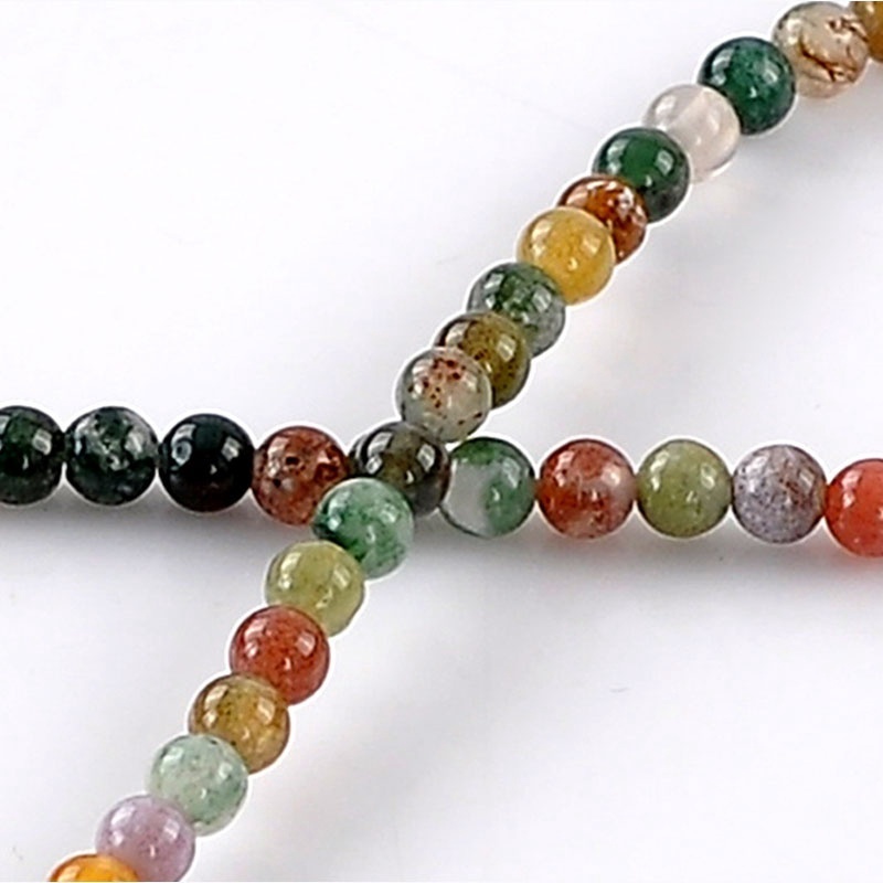 1 Strand Mixed Indian Agate Semi-Precious Natural Stone Round Loose Beads 6Mm