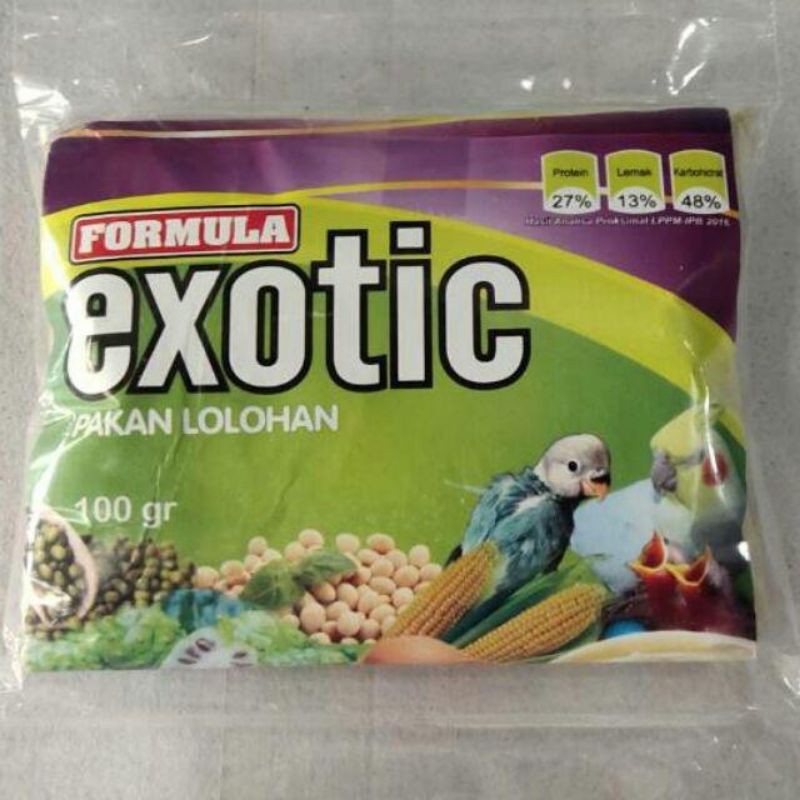 Exotic Bubur Pakan Lolohan Burung Kemasan 100gr Original