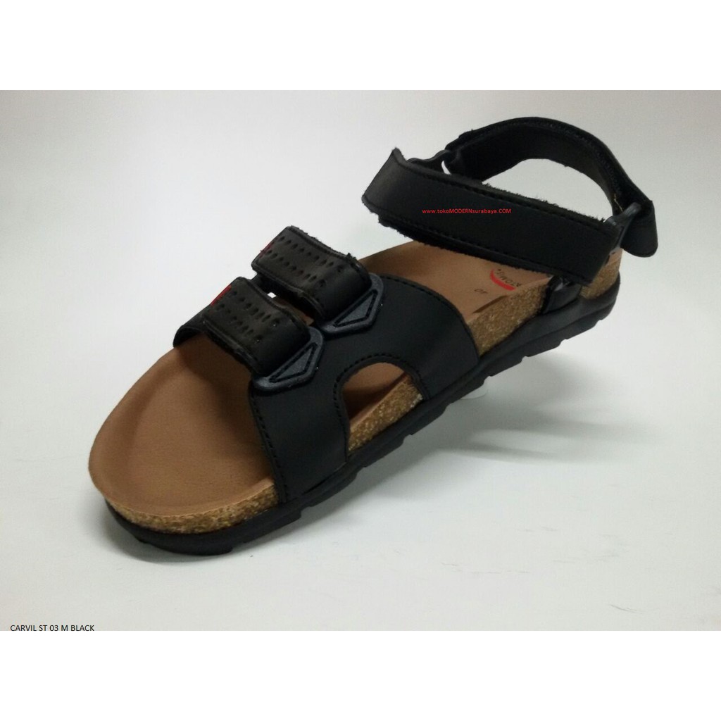 CARVIL ST 03 M BLACK no 43 sandal footbeed pria casual sopan flip flo