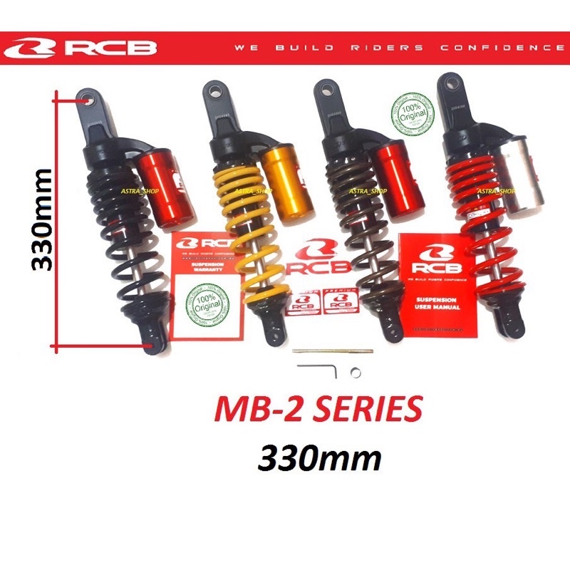 (PROMO) Shockbreaker Tabung RCB MB-2 Original 100% 305mm &amp; 330mm , Mio, Vario 110, 125, 150, Scoopy, Xeon, Fino, Spacy, Skydrive, Spin, Nex, Soul, M3, GT125, Xride, Dll , Shock Malaysia Racing Boy