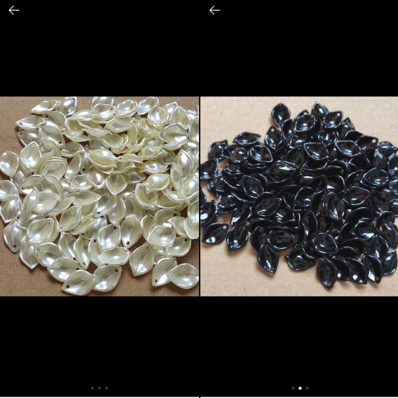 130pcs sekop mini mutiara putih dan hitam glossy