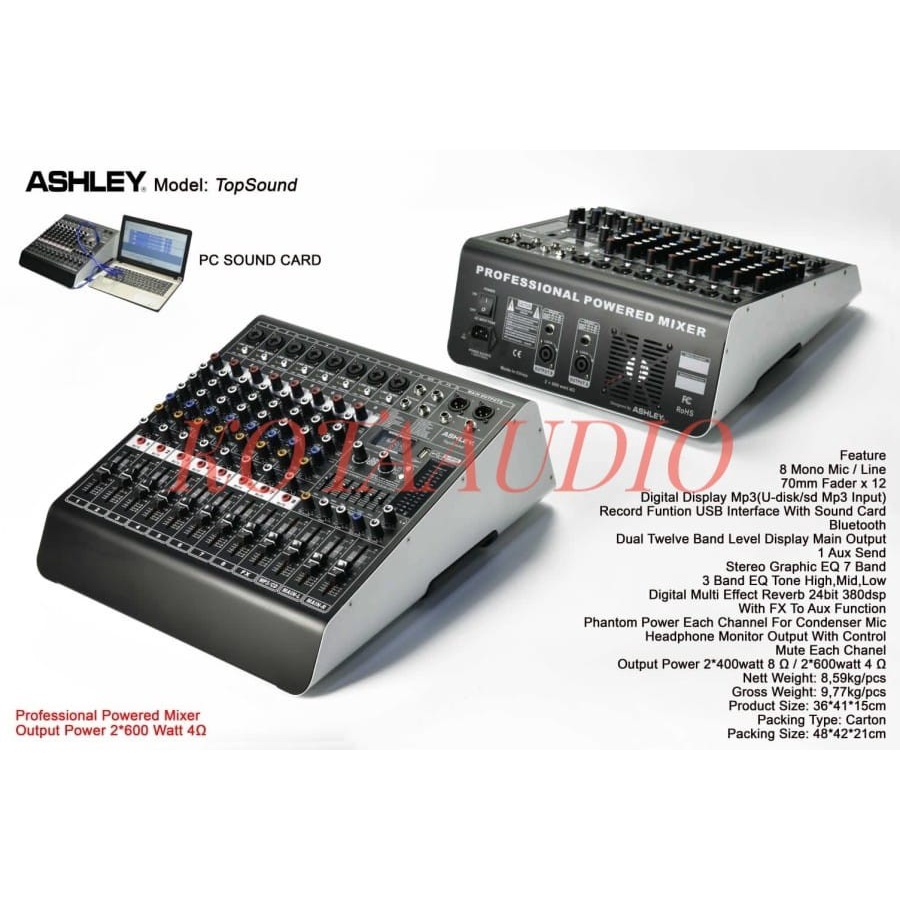 POWER MIXER ASHLEY TOPSOUND 8 ORIGINAL 8 CHANNEL ASHLEY TOP SOUND8