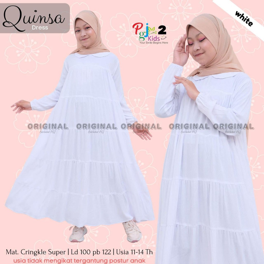 Dress Muslim Gamis Anak Remaja ABG Tanggung Perempuan Gamis Anak Putih Polos Terbaru