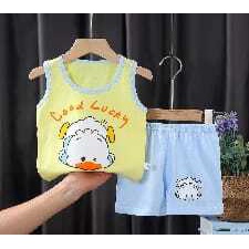 ( zwq ) TL001-007 Setelan Anak 0-6 Tahun Setelan Bayi Piyama Baju Tanpa Lengan + Celana Pendek