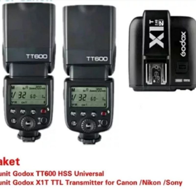 Flash Godox TT600 Universal 2unit + Trigger Godox X1T TTL For Nikon