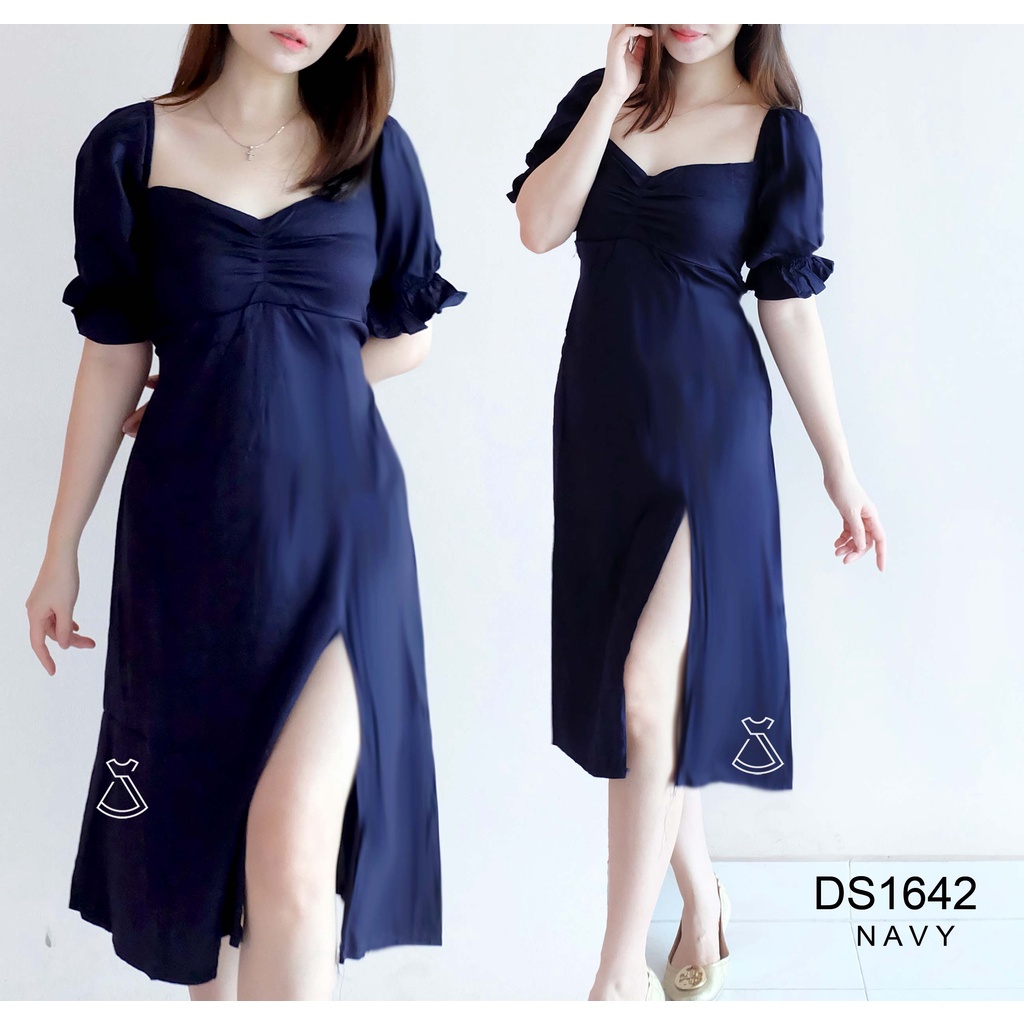 DS1642 - Dress Midi Rayon  Korean Look Dress Party