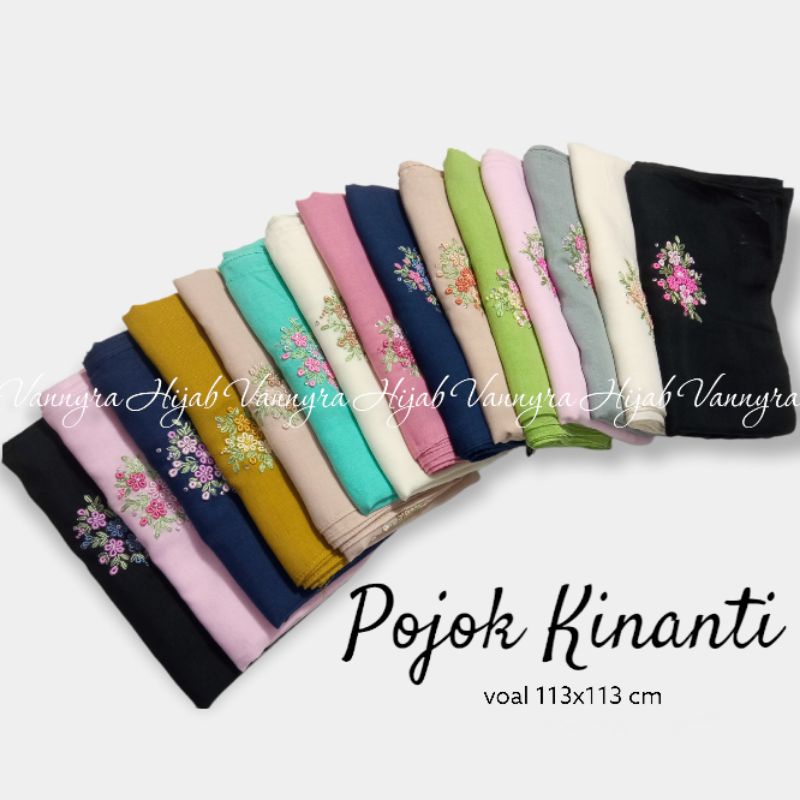 Jilbab Segiempat Sulam Pojok Kinanti Vannyra || Premium Hijab || Voal Sulam