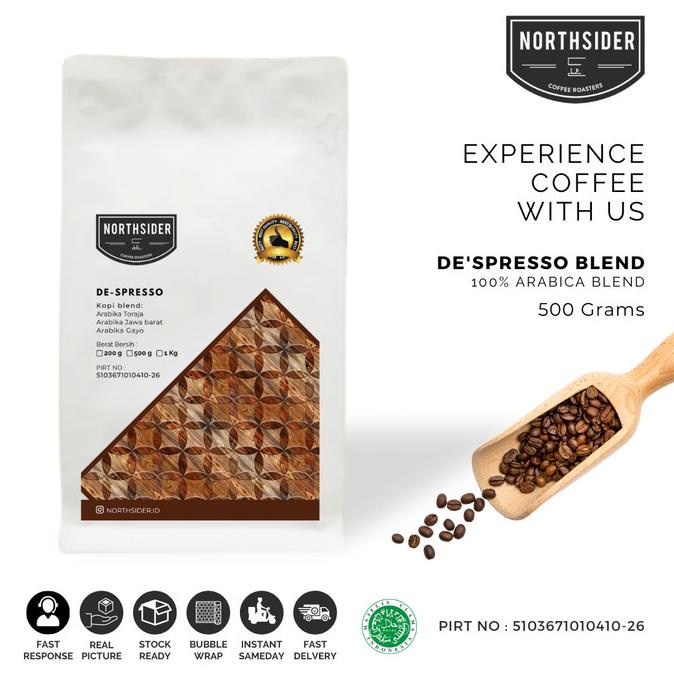 

[ COD ] BIJI KOPI ARABIKA DE S-PRESSO BLEND - 500GR NORTHSIDER ESPRESSO BLEND TERLENGKAP Kode 866