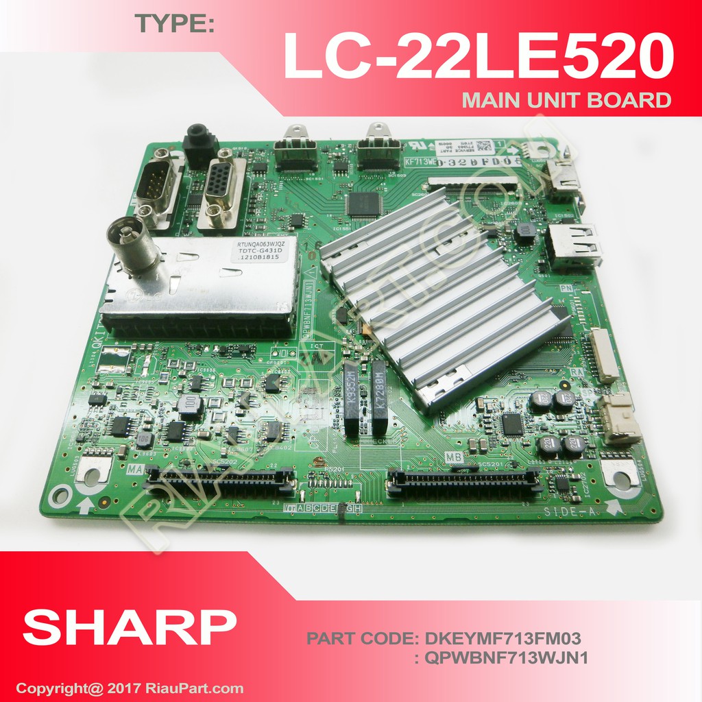 MESIN TV SHARP LC-22LE520M - LC22LE520M - LC-22LE520 - LC22LE520 - KF713WE - QKITPF713WJN1