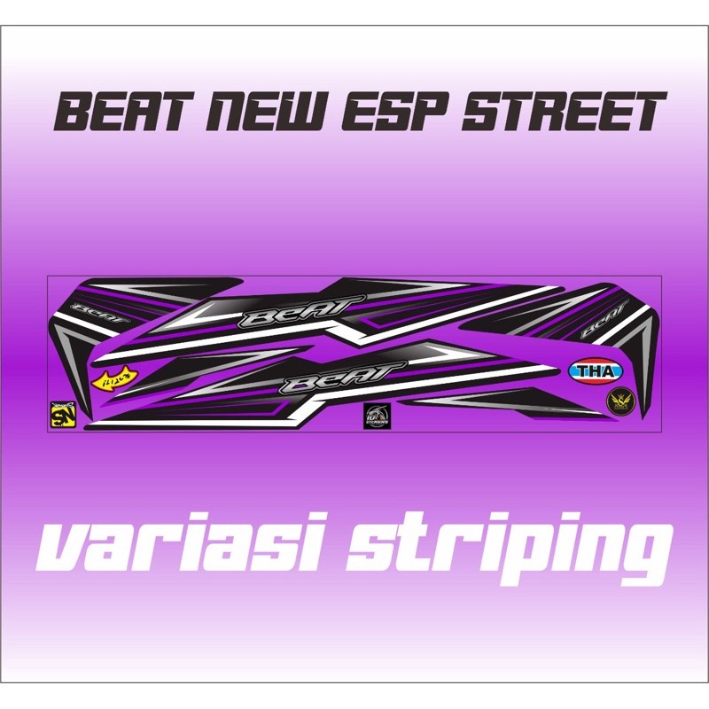 STRIPING BEAT NEW ESP / BEAT STREET VARIASI LIS UNGU GRADASI SIMPLE -INDIGO01-