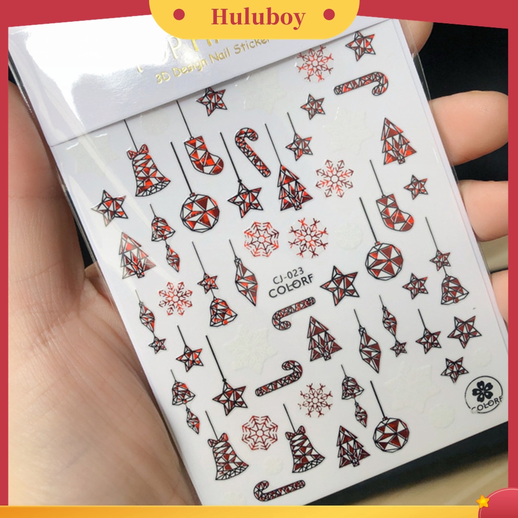 Huluboy Huluboy♡ Stiker Kuku Motif Snowflake Natal Untuk Manicure