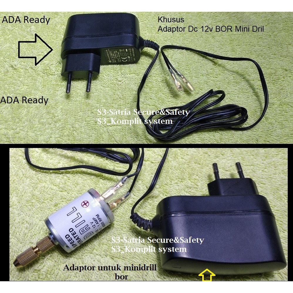Adaptor Dc 12v BOR Mini Dril PCB drill Khusus motor Dinamo