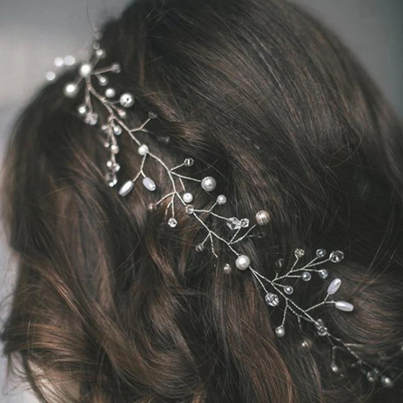 Bridal Hair Vines Crystals Wedding Headpieces / Handmade Crystal Pearl Wedding Evening Party Headpiece Head Band / Bride Wedding Hair Accessories for Bridesmaid and Flowergirls