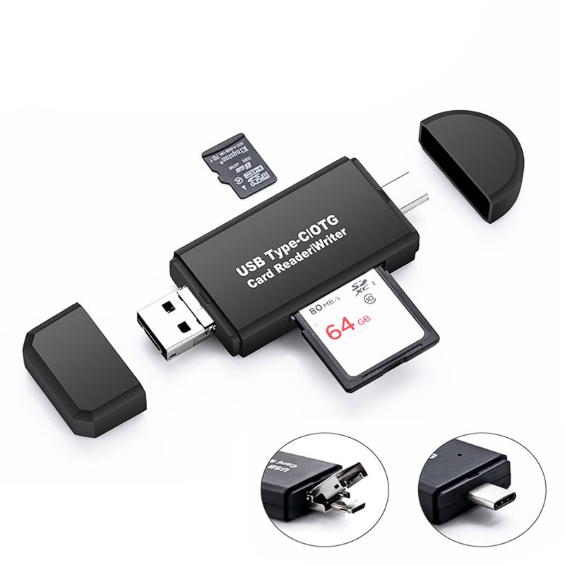 3 In 1 Type C/Micro USB OTG Memory Card Reader TF/SD Androi OTG Storage Adapter for Android Computer Extension Header Cardreader