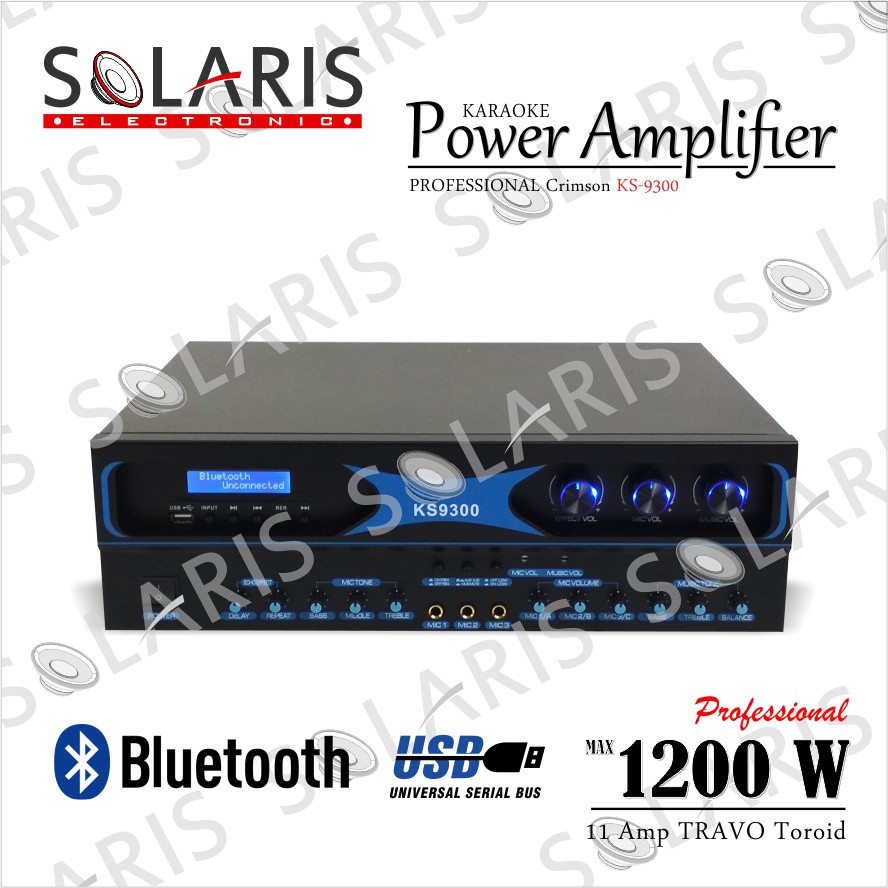 POWER AMPLIFIER 1200 Watt BLUETOOTH USB CRIMSON KS-9300 PREMIUM