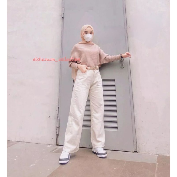 Celana Kulot Jeans Wanita Putih Lilac Hitam  Mocca Denim Jins Highwaist Cewek MOZZA JEANS CULLOTE TERLARIS