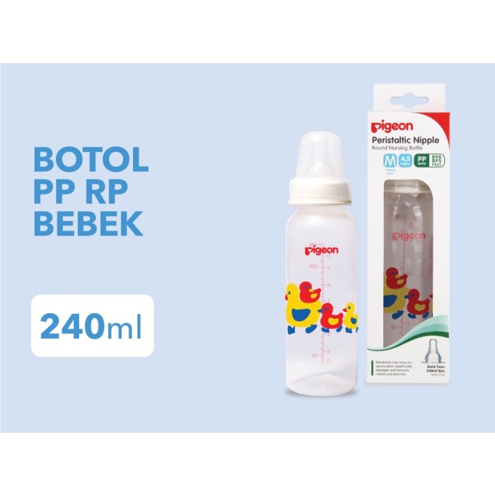 PIGEON BOTOL SUSU BAYI PP RP 240 ML BEBEK WITH S-NIPPLE SIZE M