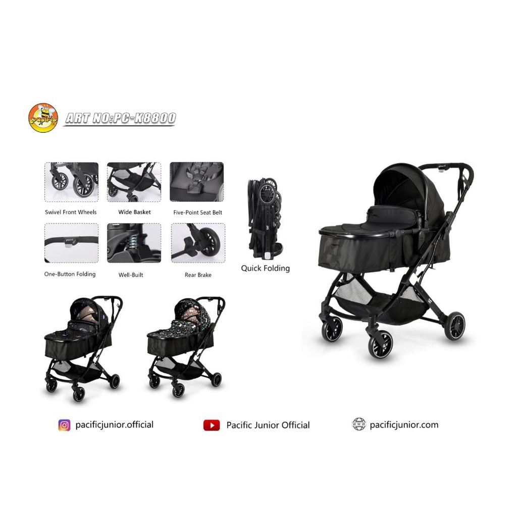 Pacific Baby Stroller PC-K8800 (2 IN 1 & Pram )