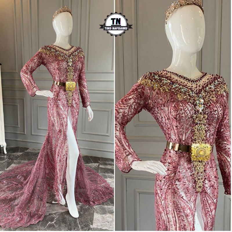 kebaya pengantin akad belah | baju nikah dan resepsi kebaya modern muslimah | toko nafisahku
