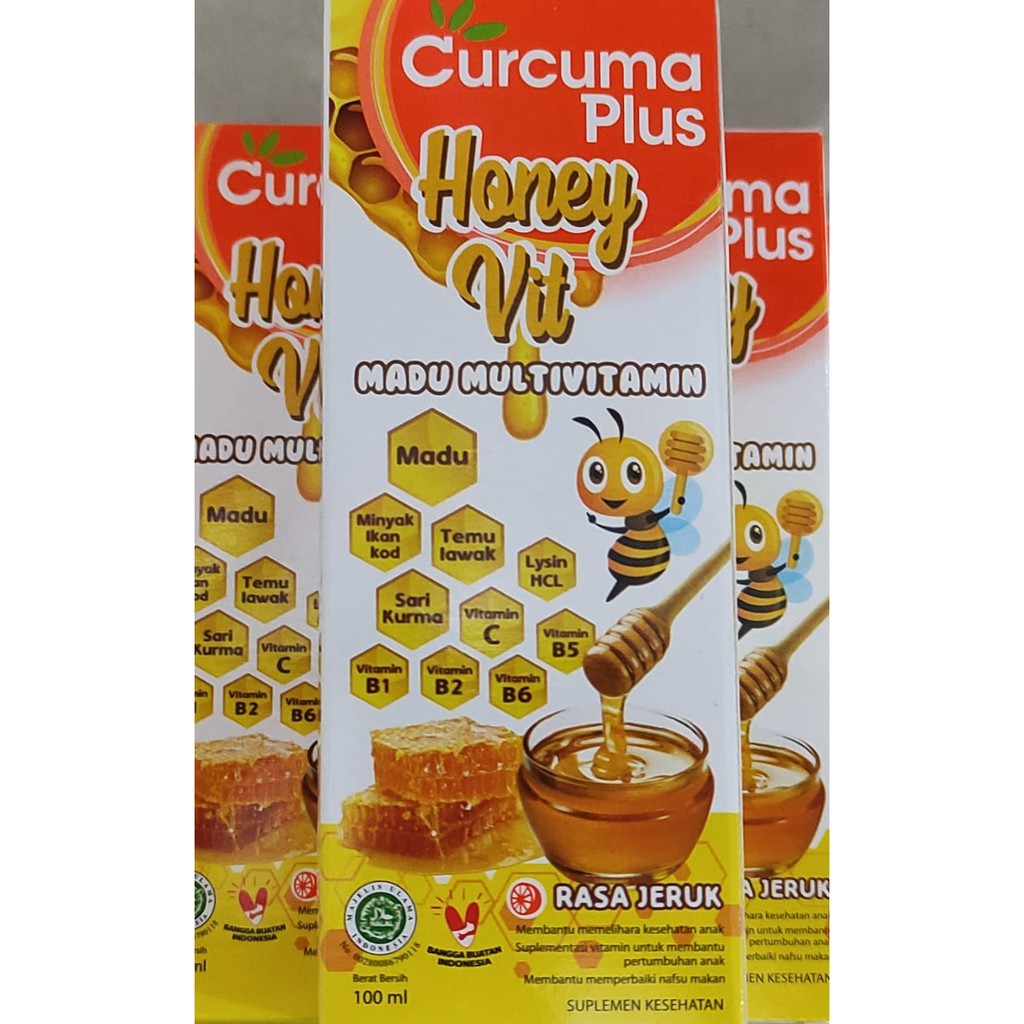 Curcuma Plus Honey Vit / Madu Multivitamin / Rasa Jeruk / 100 ML / Kesehatan Anak / Nafsu Makan