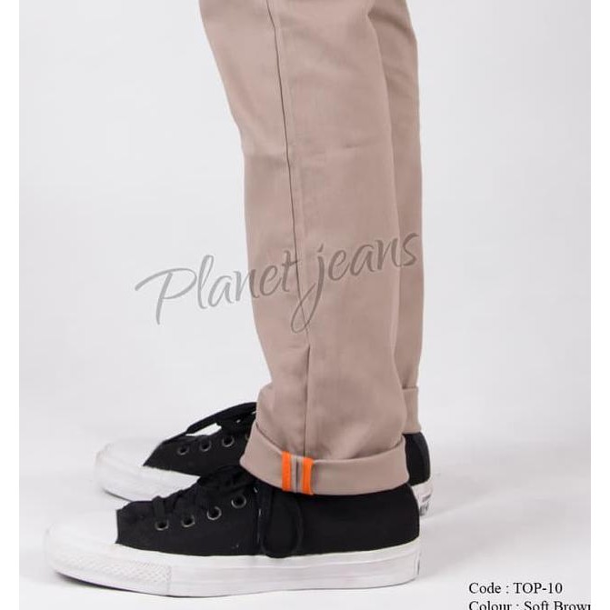 BELI SEKARANG Celana  Chino  Pants Pria Soft Brown Slim 