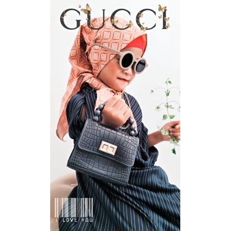 Satu Set Setelan Dress Anak Perempuan Gucci Lengkap Scarf Aksesoris Tas // Dress Viral // Kostum Viral