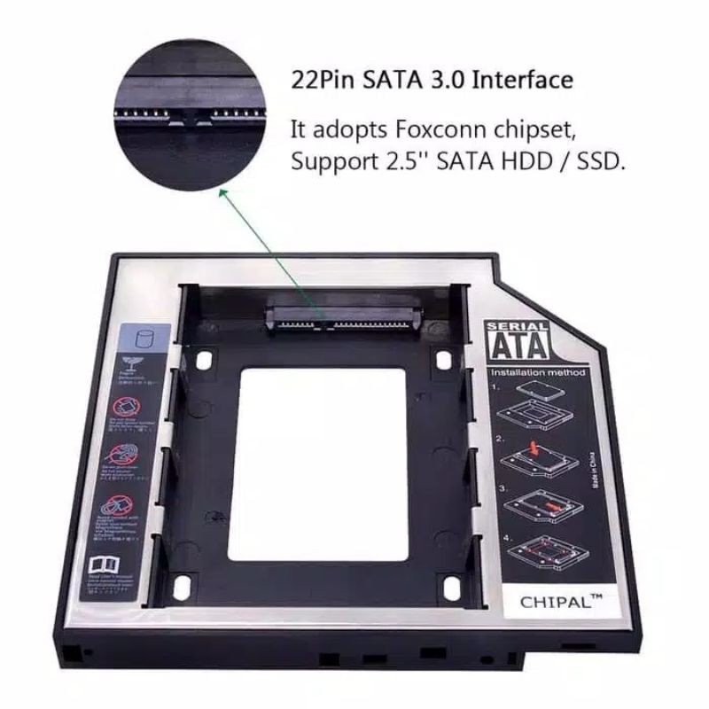 HDD Caddy Slim 9,5mm SATA DVD slot Harddisk