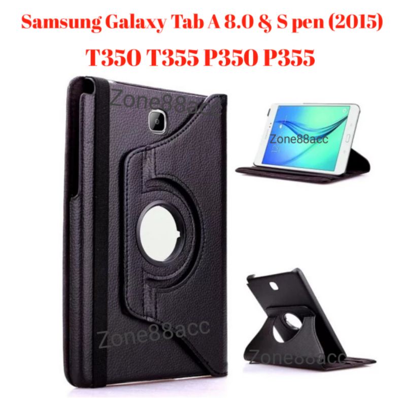 Samsung Galaxy Tab A 8.0 S pen 2015 T350 T355 P350 P355 Sarung Rotary Leather Case Flip Cover Casing Buku Book Folio Flipcover Putar Hardcase 360 Standing