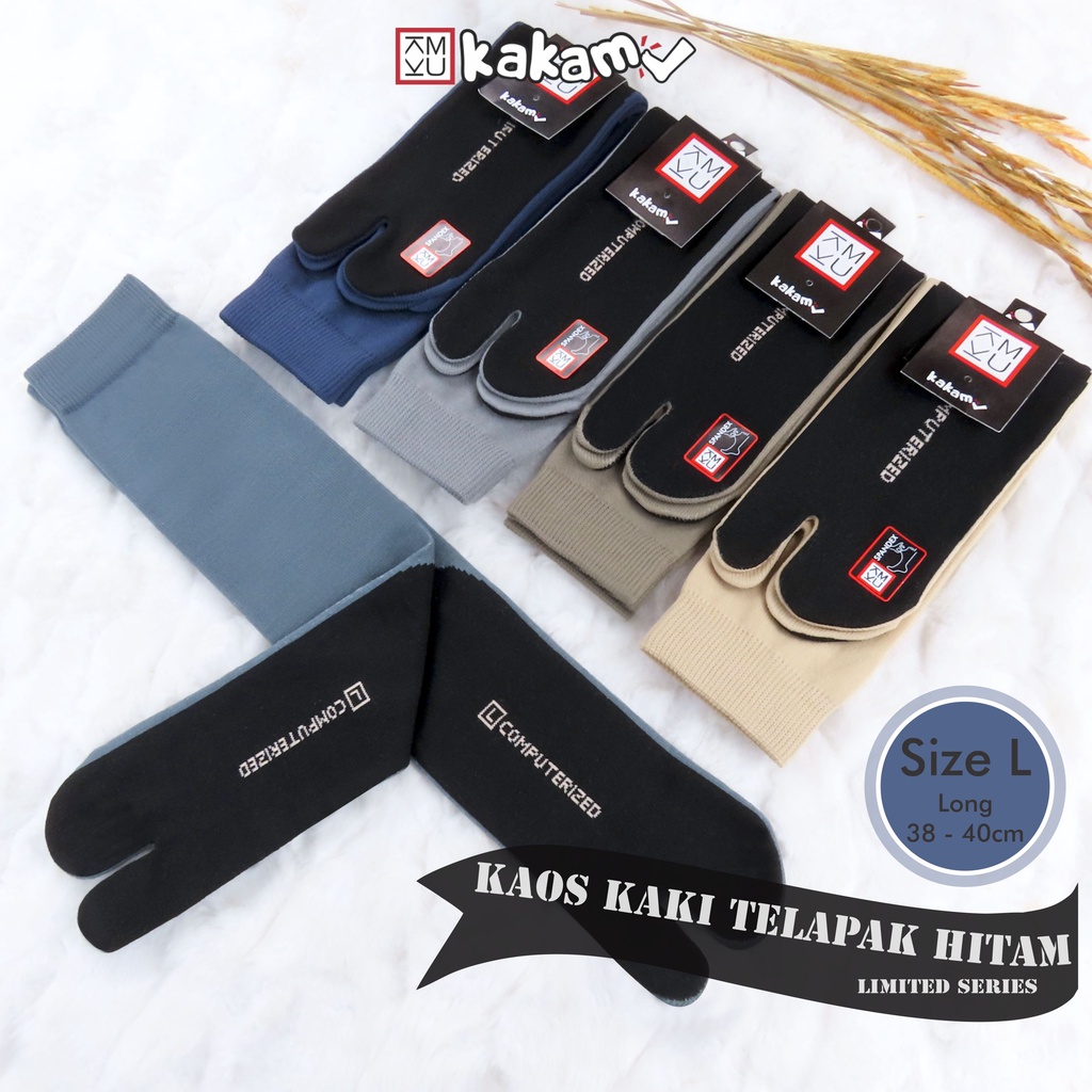 Kakamu Kaos Kaki Jempol Telapak Hitam Nylon &amp; Poliester MIX 12 Pasang Ukuran Angkel, S, M, L