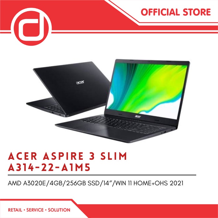 Acer Aspire 3 Slim A314-22-A1M5[A3020e/4GB/256GB SSD/14″/W11+OHS]