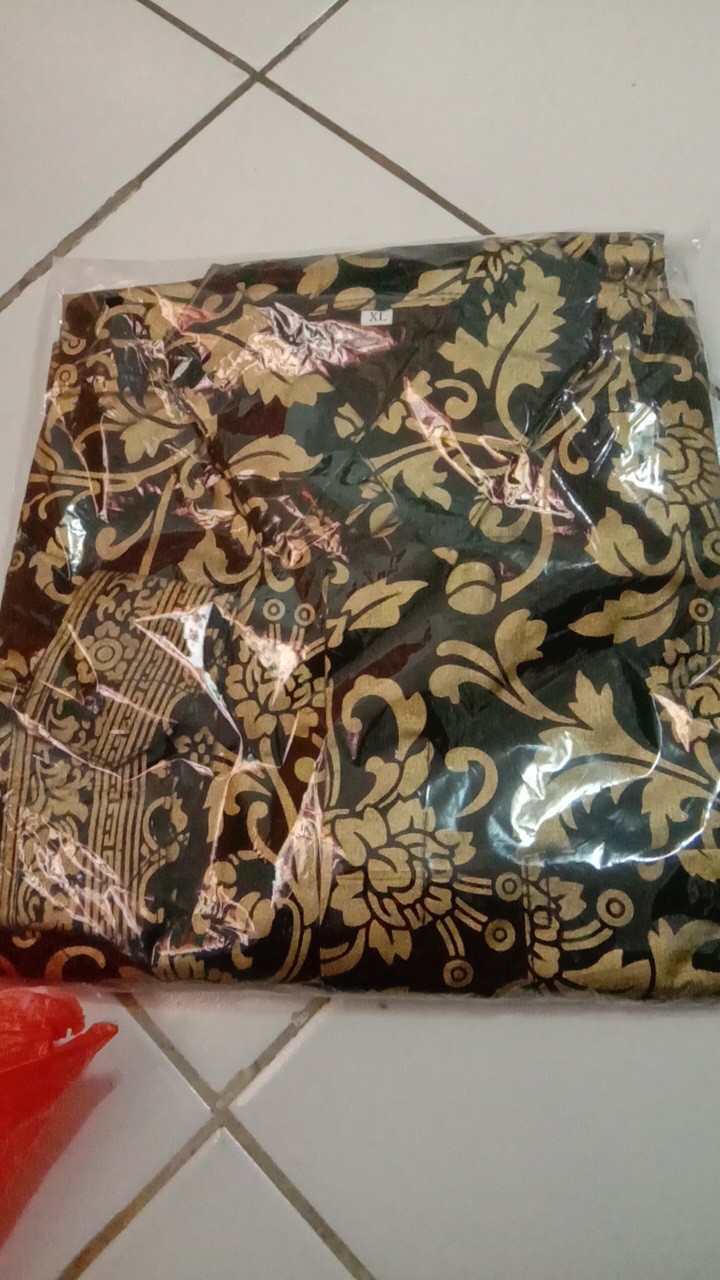 {bayar Di Tempat|cod}kemeja Batik Prada Emas Kembang Gede B555 Hitam  Atasan Pria Batik Modern