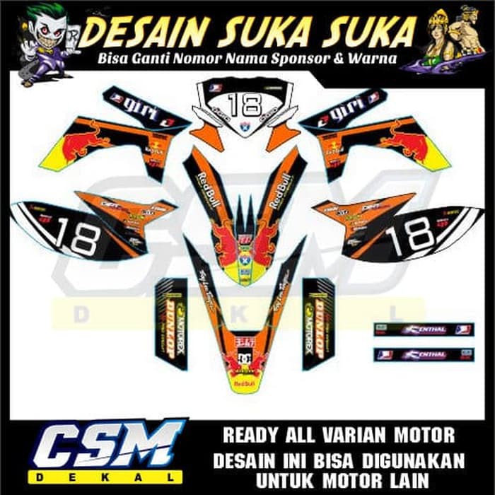 70 Dekal Decal Motor Cross X 200 Stiker Sticker Striping Body