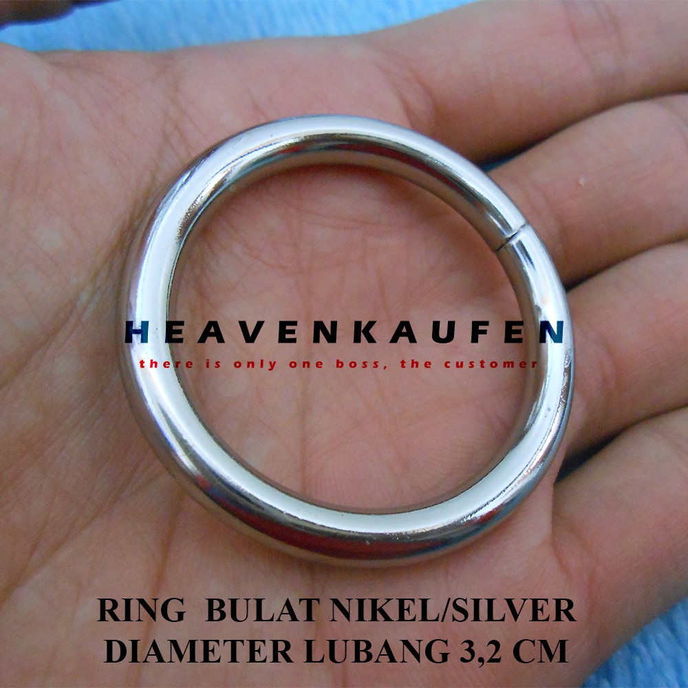 Ring Bulat Warna Silver Diameter Lubang 3,2 cm Tebal 4,5 mm Kualitas Bagus